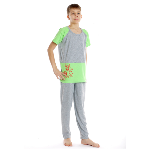 Pijama copii (baieti) AP2521 gri/vernil, Andana | marimea 36 (9/10 ani) — poza produs 2/3