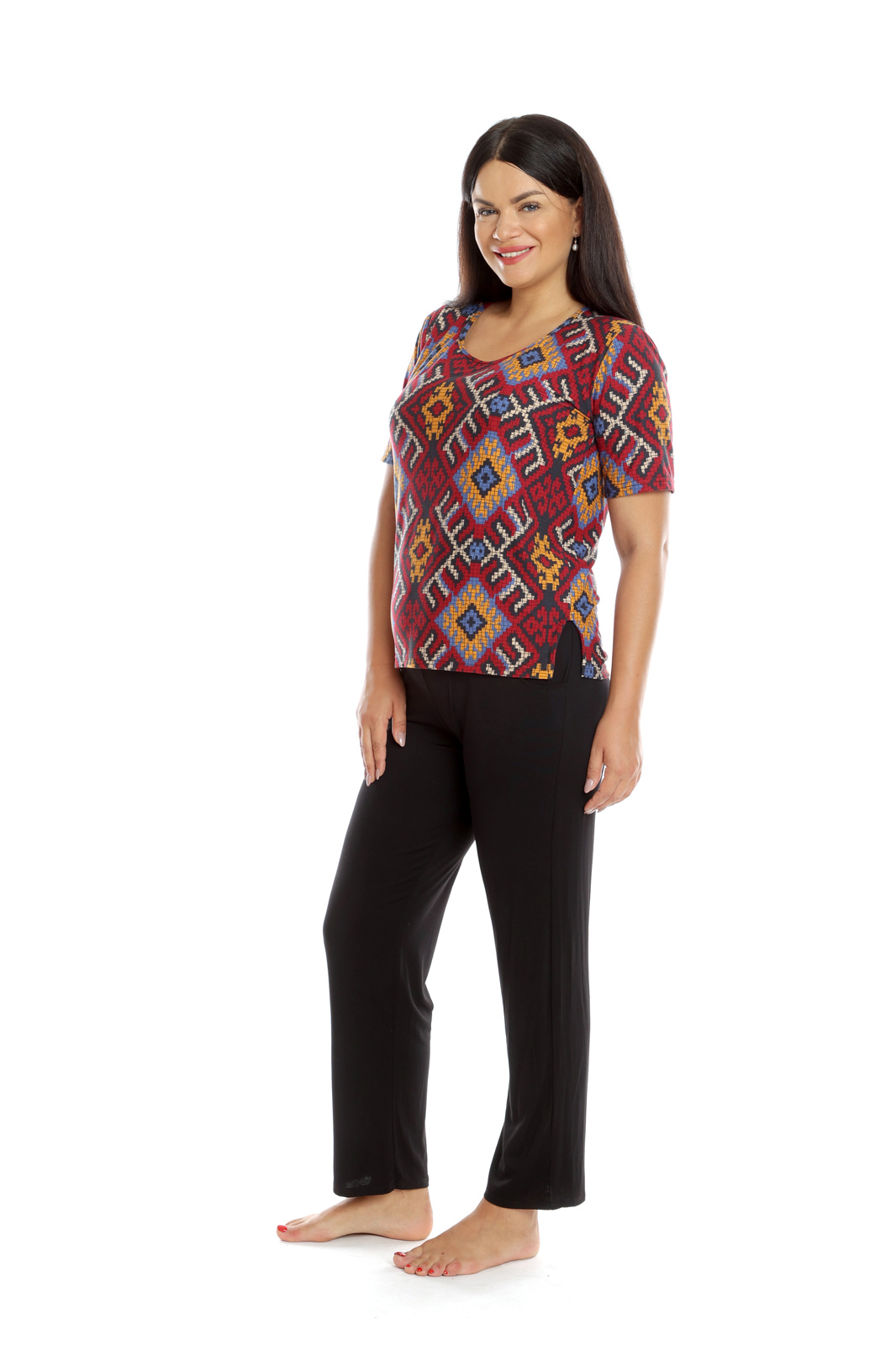 Poza produs Tinuta dama casual CT22076 grena etno/negru, Cesy | marimea M