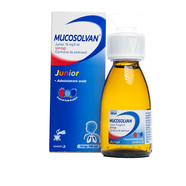 Poza produs Mucosolvan Junior 15 mg/5 ml, Opella Healthcare | 100 ml sirop