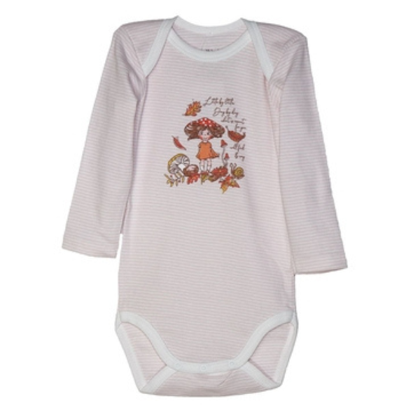 Poza produs Body maneca lunga DL10 Little Girl roz/alb dungi, Danina | 18 luni