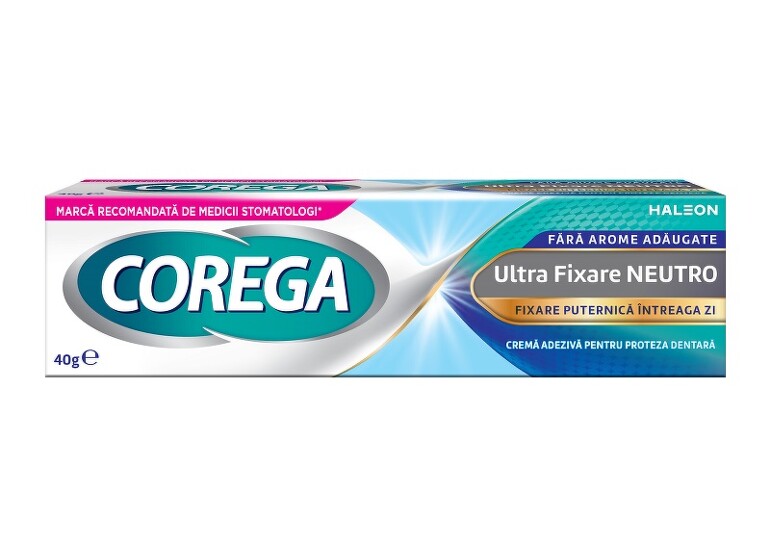 Poza produs Crema adeziva pentru proteza dentara Corega Ultra Fixare Neutro, Haleon | 40 g