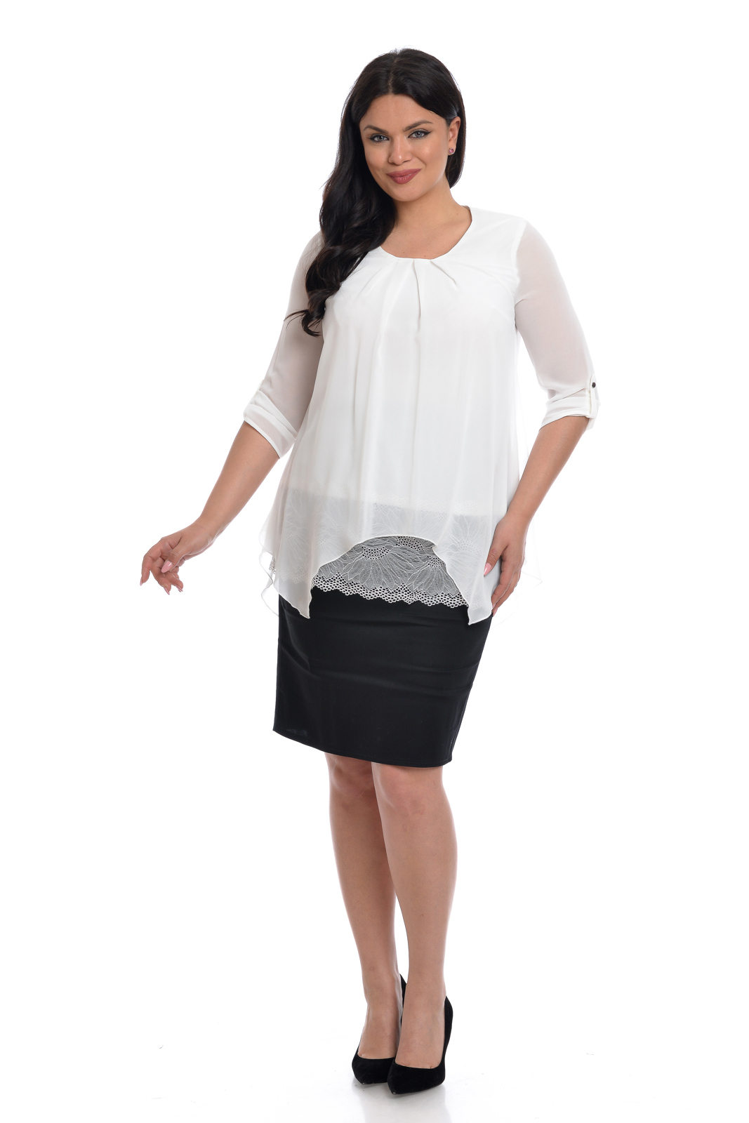 Poza produs Bluza voal si dantela DV22BL37 alb, Dress to Impress | marimea 46
