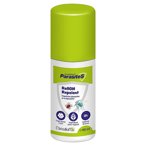 Roll-on repelent impotriva tantarilor si capuselor Parasites Santaderm, Viva Pharma | 60 ml — poza produs 1/3