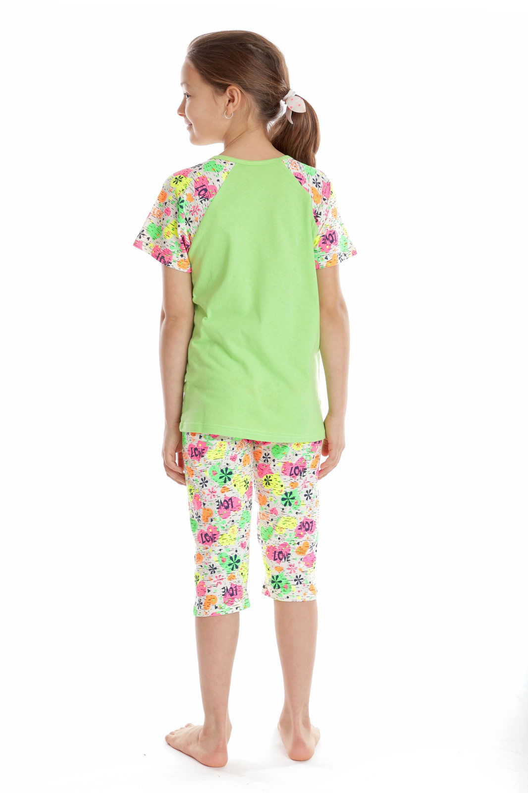 Pijama 3/4 fete AV2429 vernil/inimioare Love, Andana | marimea 34 (7/8 ani) — poza produs 2/3