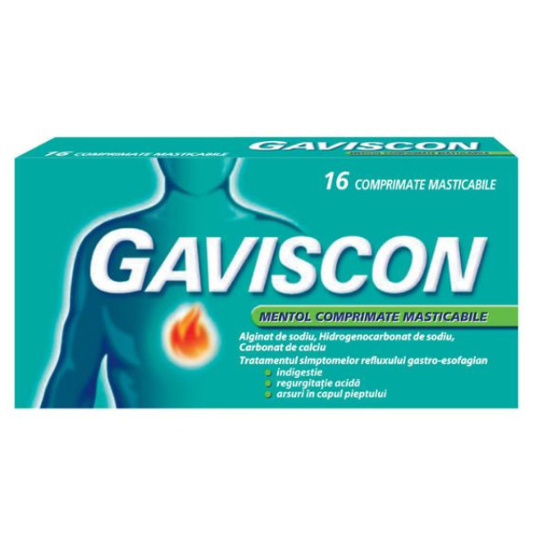 Poza produs Gaviscon Mentol, Reckitt Benckiser | 16 comprimate