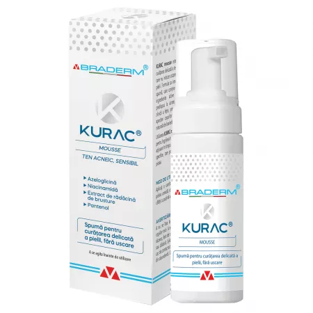 Poza produs Spuma pentru curatarea delicata a fetei, fara uscare, Kurac, Braderm | 100 ml