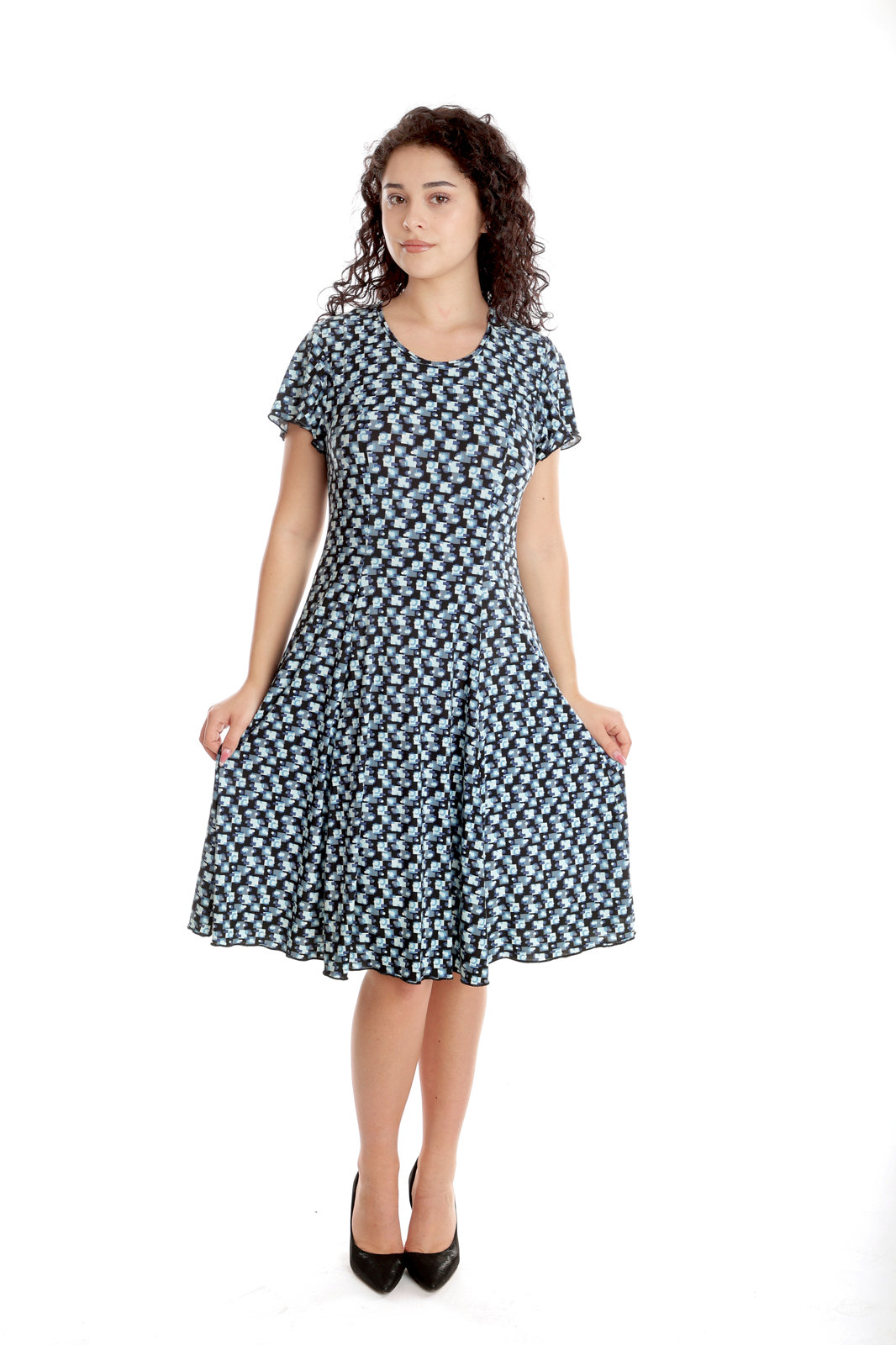 Poza produs Rochie clini CV24033 negru/albastru/alb, Cesy | marimea S