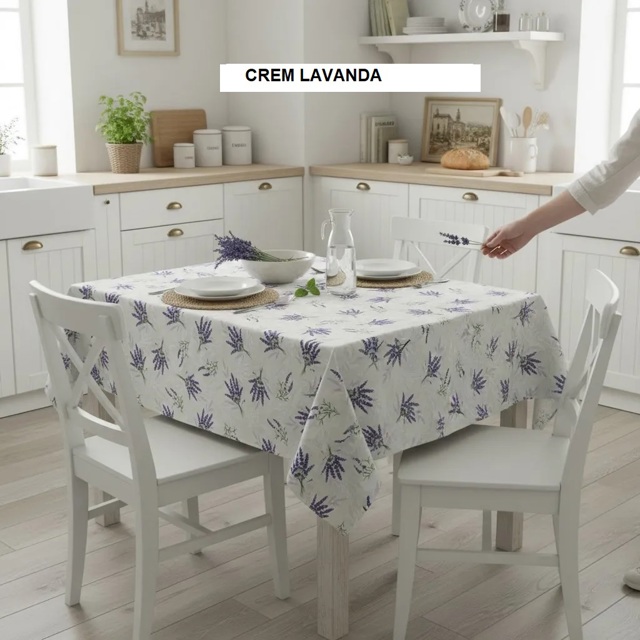 Poza produs Fata de masa teflonata antimurdarire crem lavanda 140x180 cm, Ralex | 1 buc