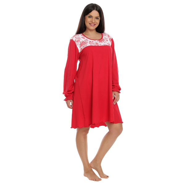 Poza produs Camasa de noapte dama AI2262 rosu/alb floral, Andana | marimea S