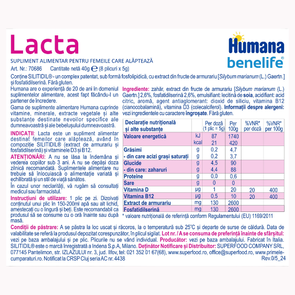 Poza produs Benelife Lacta, Humana | 40 g