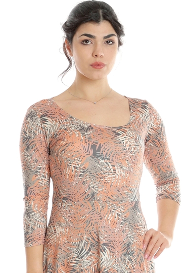 Poza produs Rochie semiclos CP24028 corai/grej jungle, Cesy | marimea S