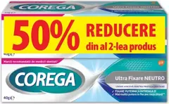 Corega Ultra Fixare Neutro, pachet (1+50% reducere la al doilea produs), Haleon | 2 x 40 g