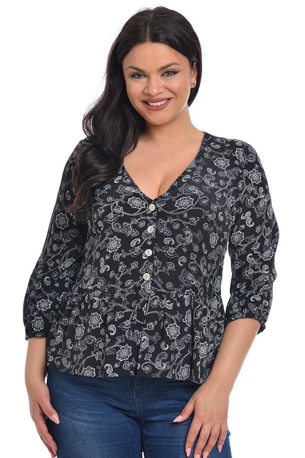 Poza produs Bluza peplum dama DT23BL46 negru/alb stilizat, Dress to Impress | marimea 40