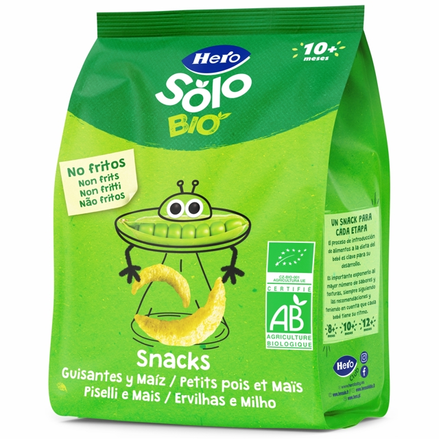 Poza produs Snack Bio din mazare si porumb Solo 10+ luni, Hero | 40 g