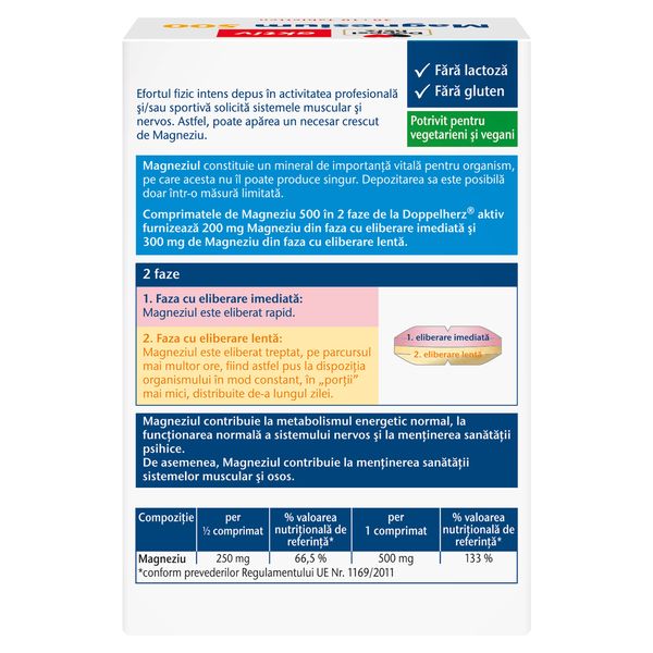 Magneziu Depot 500 mg, Doppelherz Activ | 30 cpr + 10 cpr CADOU — poza produs 2/4