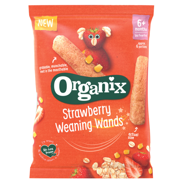 Poza produs Baghete Bio din porumb si ovaz cu capsuni, + 6 luni, Organix | 25 g