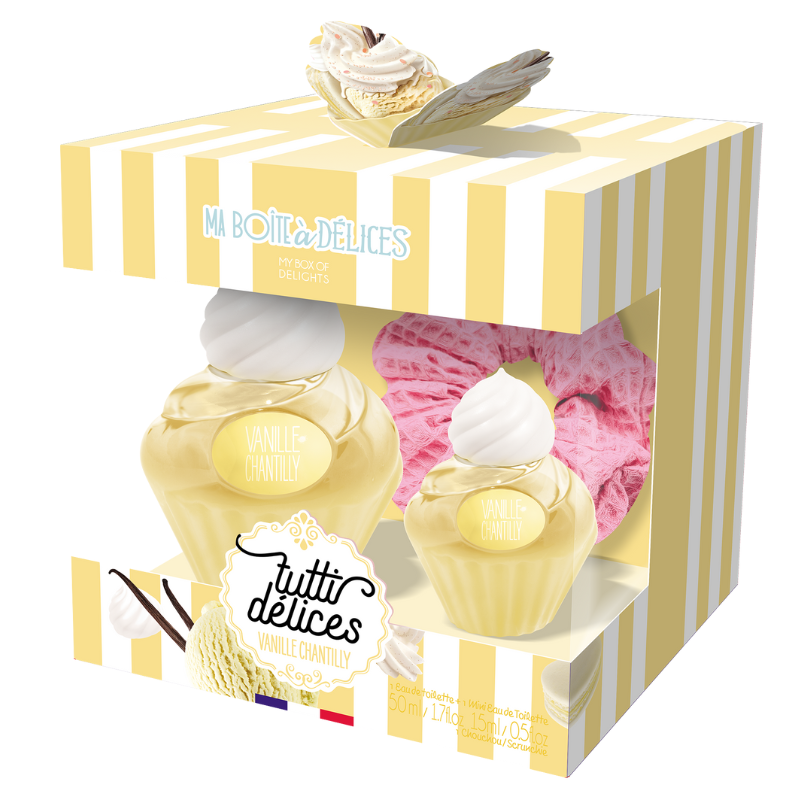 Poza produs Set cadou dama Tutti Delices Vanille Chantilly, Corania | EDT 50 ml + EDT15 ml + accesoriu par