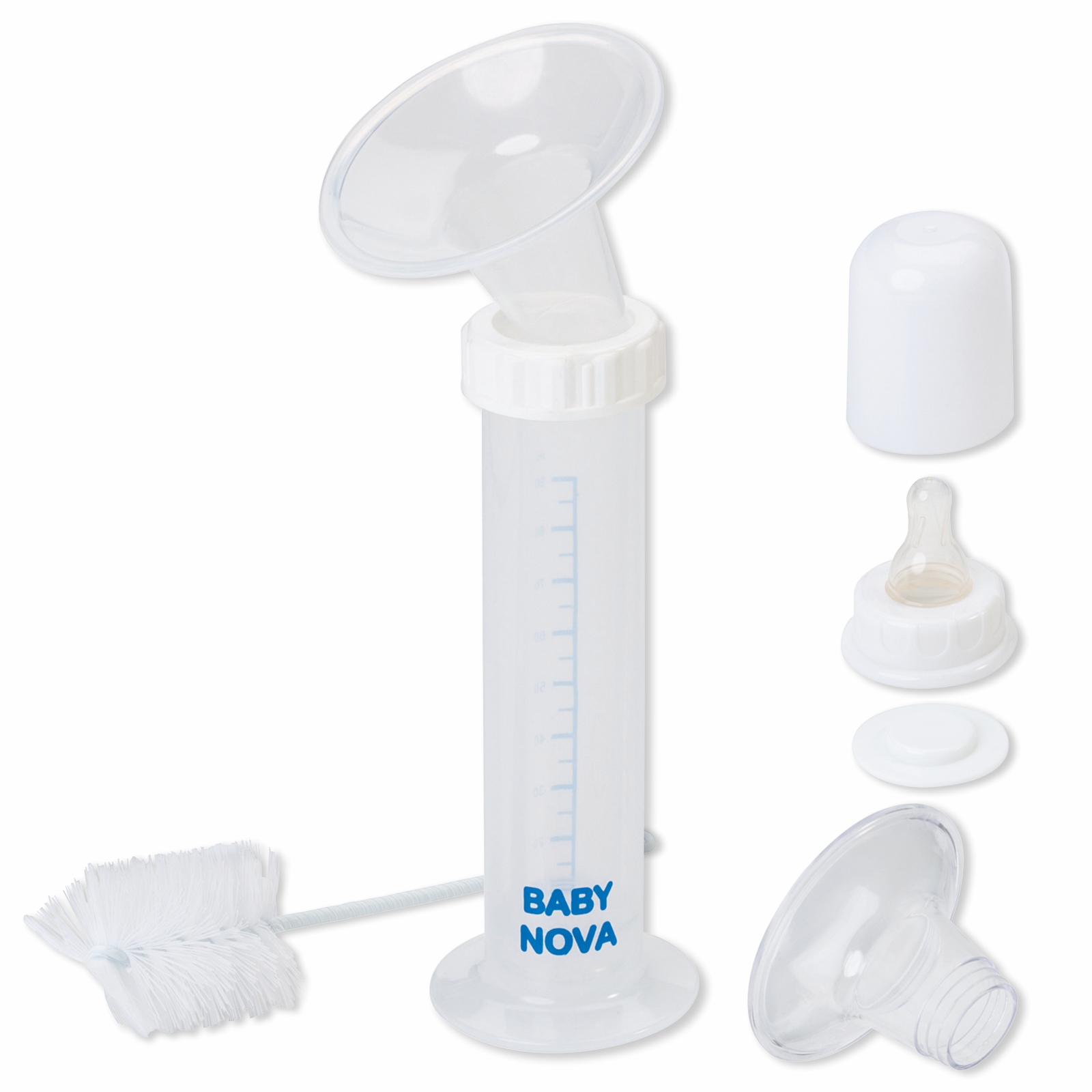 Poza produs Set pompa de san cu recipient pentru lapte, tetina si perie de curatat, 34240, Baby Nova