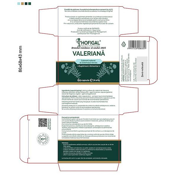 Valeriana, Hofigal | 60 capsule — poza produs 2/2