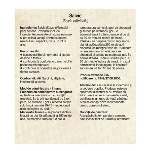 Poza produs Ceai Salvie, Dacia Plant | 50 g
