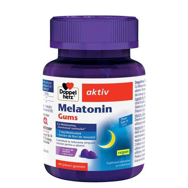 Melatonin Gums, Doppelhertz Aktiv | 40 jeleuri gumate