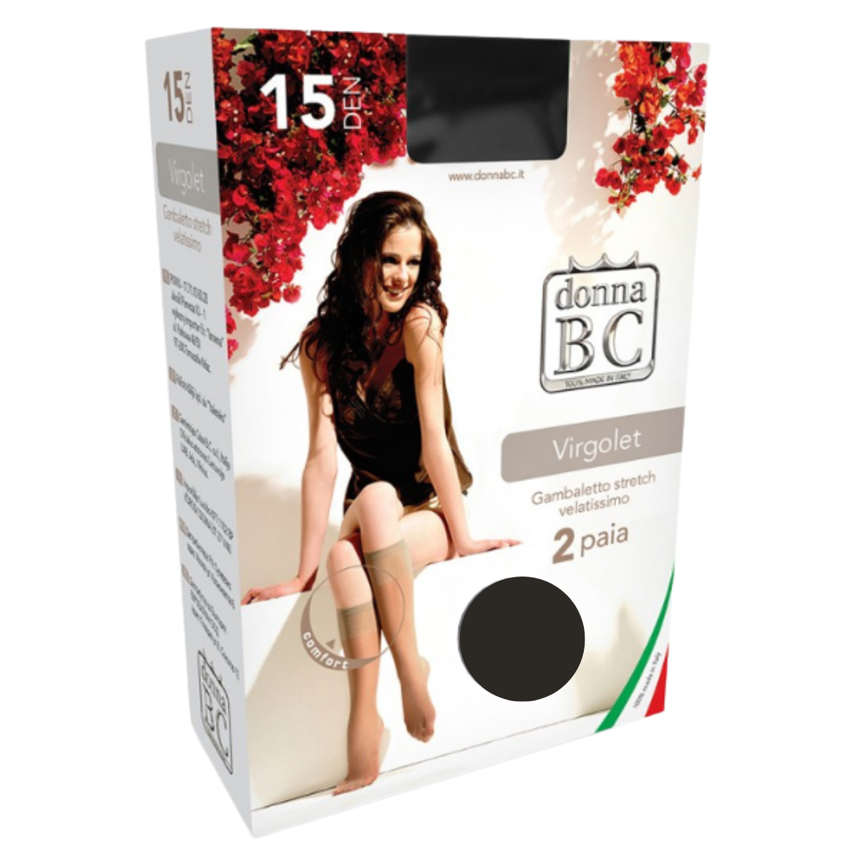 Poza produs Sosete dama 3/4 VIRGOLET 15 DEN Negru, Calze BC