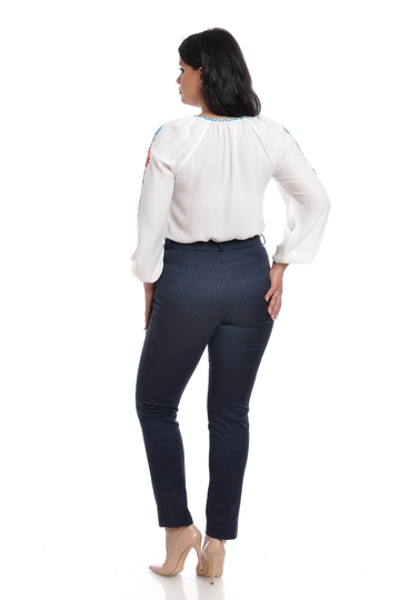 Poza produs Pantaloni dama DV22PL19 bleumarin imprimeu tesatura, Dress to Impress | marimea 42