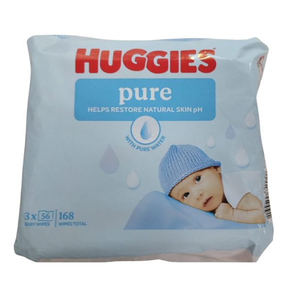 Huggies Pure servetele umede trio  | 3 pachete x 56 bucati — poza produs 1/3