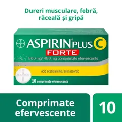 Aspirin Plus C Forte 800 mg/480 mg, Bayer | 10 comprimate efervescente