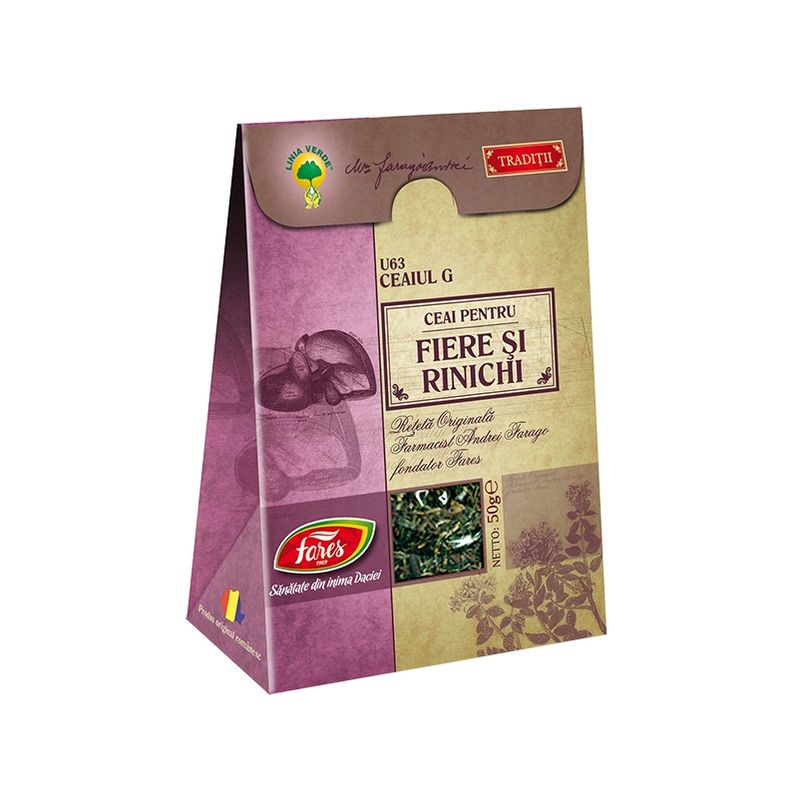 Poza produs Ceaiul G – ceai pentru fiere si rinichi, U63, ceai la punga (reteta originala Andrei Farago), Fares | 50G