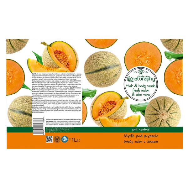 Poza produs Sampon si gel de dus cu Pepene galben si extract de Aloe Vera Naturaphy, Blux | 1L