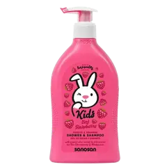 Gel de dus si sampon pentru copii cu aroma de zmeura, Sanosan Kids | 400 ml