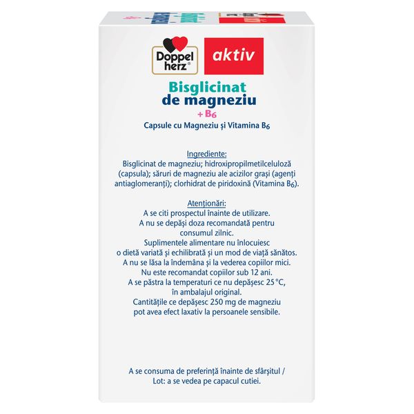 Bisglicinat de magneziu + B6, Doppelherz Aktiv | 60 capsule — poza produs 4/4