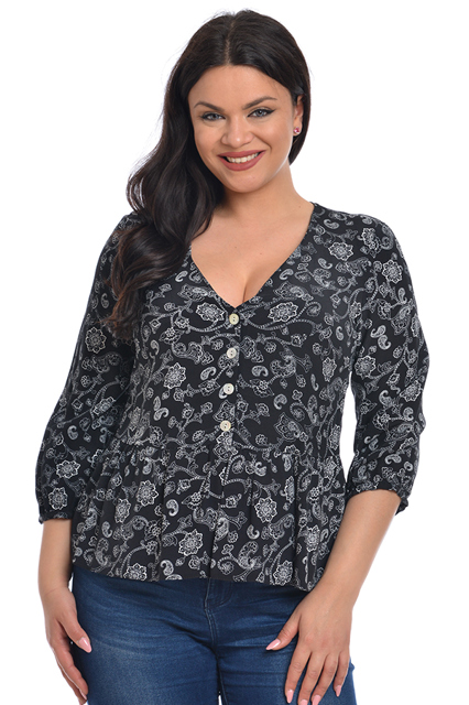Poza produs Bluza peplum dama DT23BL46 negru/alb stilizat, Dress to Impress | marimea 40