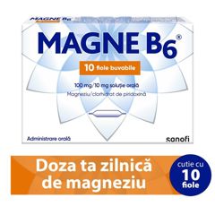 Magne B6 solutie orala 100 mg/10 mg, Sanofi | 110 fiole x 10 ml