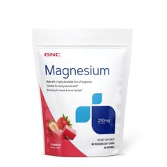 GNC Magnesium 250 Mg, Cu Aroma Naturala De Capsuni | 60 Caramele