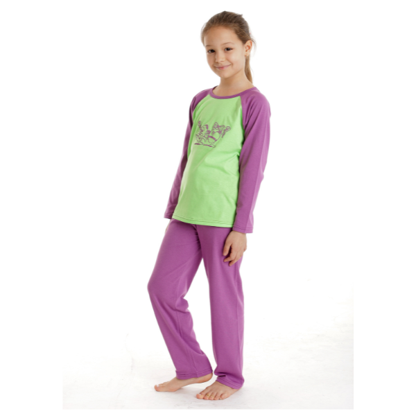 Pijama copii (fete) AP2307 mov lila/vernil, Andana | marimea 34 (7/8 ani) — poza produs 1/3