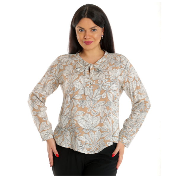 Poza produs Bluza funda dama ERP23V219 cappuccino/alb frunze, Eranthe | marimea XL