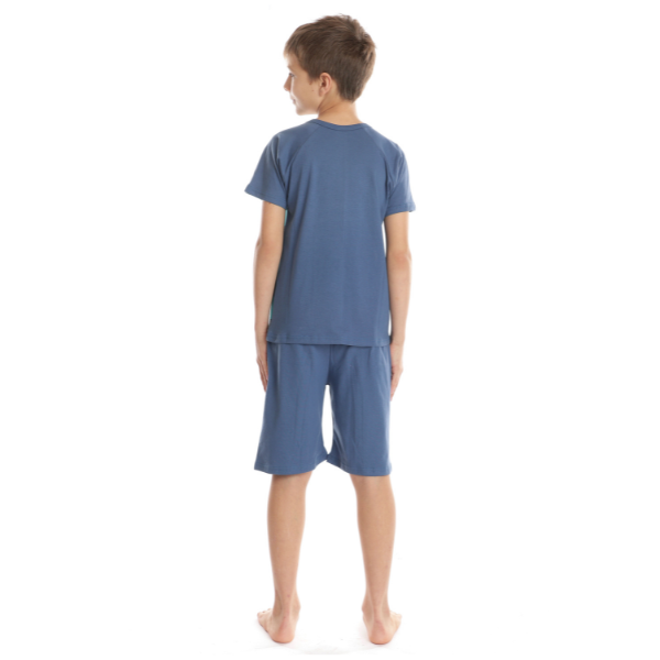 Pijama 1/2 baieti AV2425 denim/cadrilat multicolor, Andana | marimea 34 (7/8 ani) — poza produs 3/3