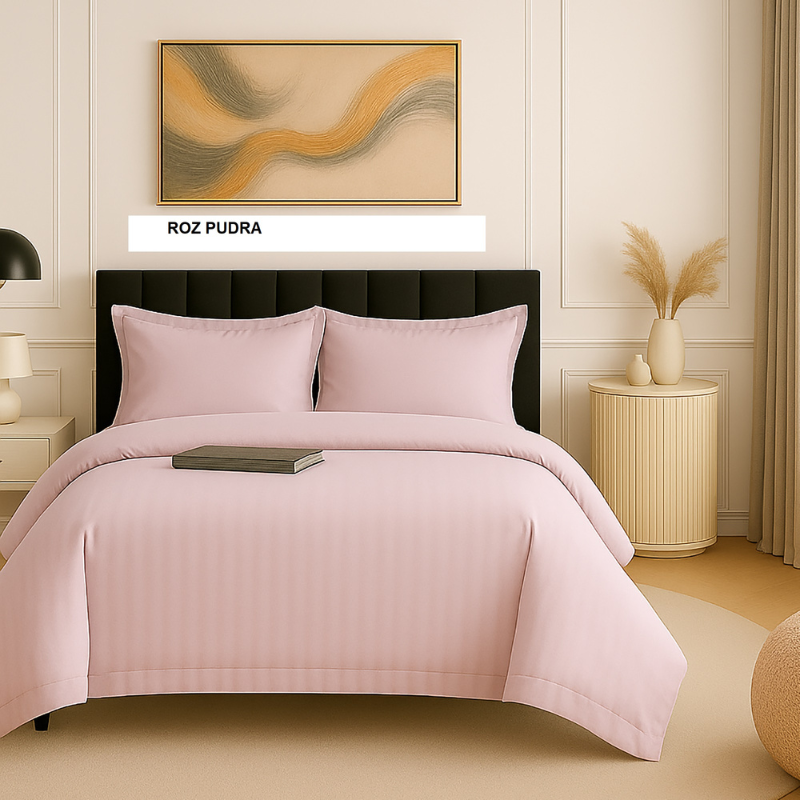 Lenjerie de pat DAMASC roz pudra 230x260 cm, Ralex | 1 buc