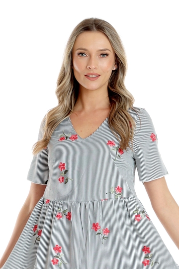 Poza produs Rochie volane CV25030 alb dungulite/broderie florala, Cesy | marimea XL