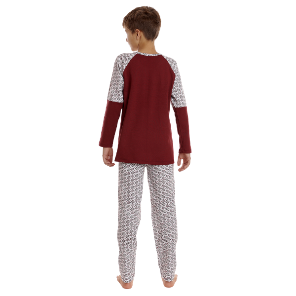 Pijama baieti AI2515 grena/alb imprimeu, Andana | marimea 40 (13/14 ani) — poza produs 3/3
