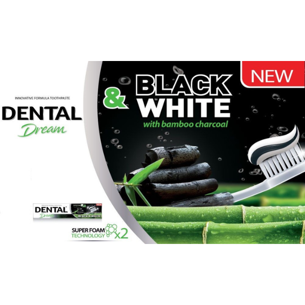 Poza produs Pasta de dinti Dental Dream BLACK & WHITE cu carbune activ, Rubella | 100 ml