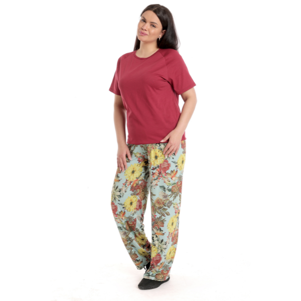 Tinuta dama AV2336 grena/bleu floral, Andana | marimea S — poza produs 2/3