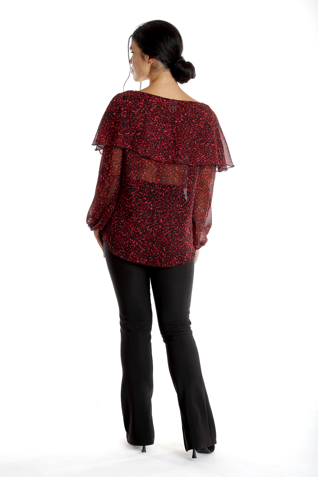 Poza produs Bluza voal dublu CI23079 visiniu animal print, Cesy | marimea S