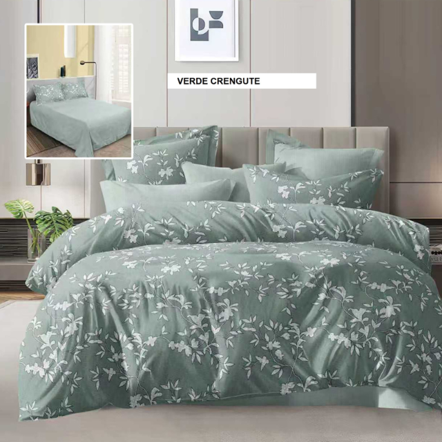 Poza produs Lenjerie de pat ECONOMY verde crengute 230x250 cm, Ralex | 1 buc