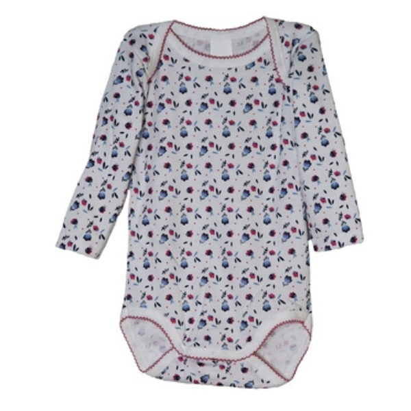 Body maneca lunga DL10 alb/floricele colorate, Danina | 18 luni
