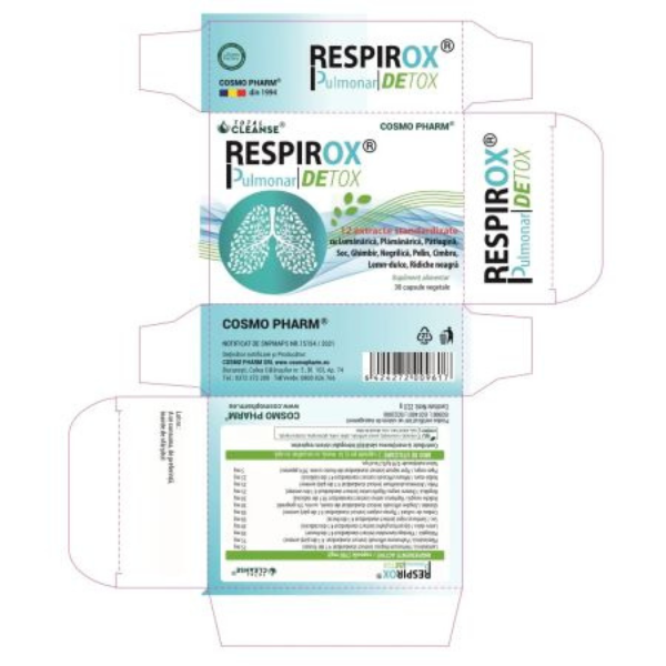 Poza produs Respirox Pulmonar Detox Total Cleanse, Cosmopharm | 30 capsule