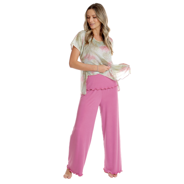 Set 3 piese AP2526 roz quartz/vernil floral, Andana | marimea XXL — poza produs 1/3