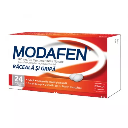 Poza produs Modafen raceala si gripa 200 mg/30 mg, Stada | 24 comprimate